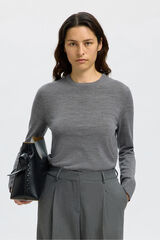 Selected Camisola 100% lã merino. Cinzento