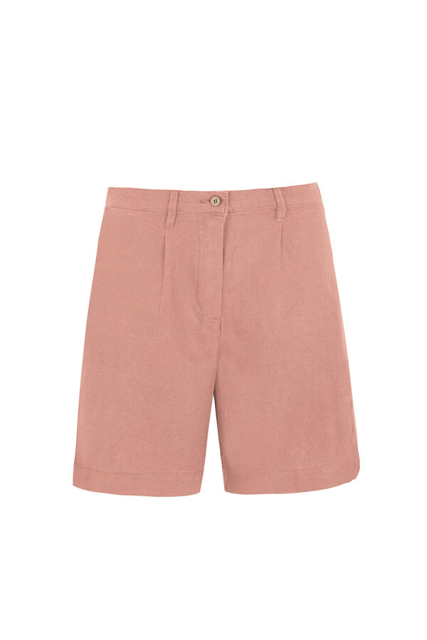 Cortefiel Plain linen bermuda shorts Pink