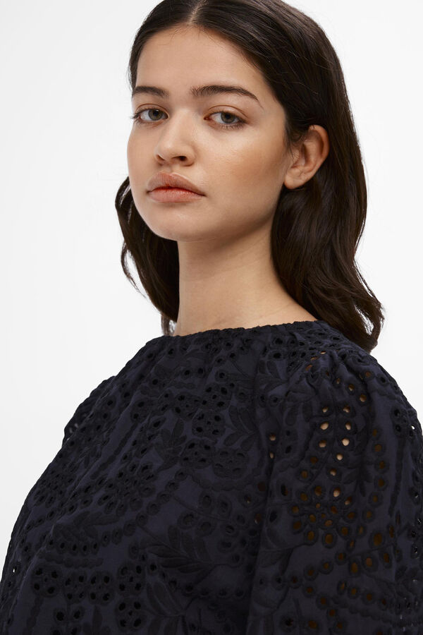 Cortefiel Embroidered blouse  Black