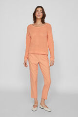 Cortefiel Cotton boat neck jersey-knit jumper Coral