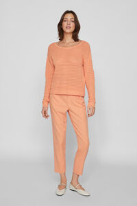 Cortefiel Cotton boat neck jersey-knit jumper Coral