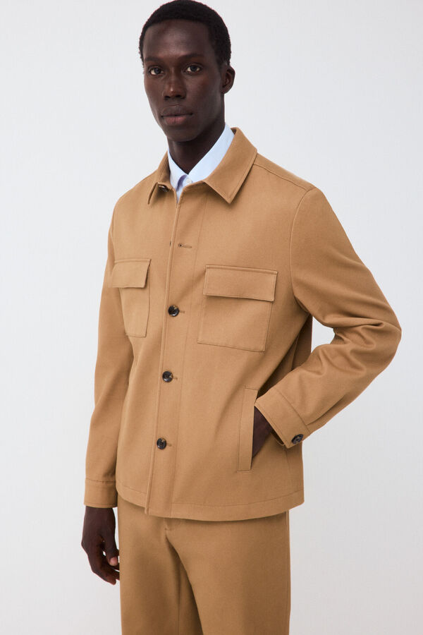 Cortefiel Toasted coordinated suit overshirt Brown