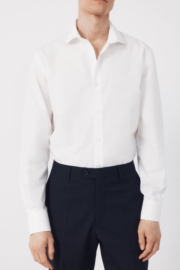 Cortefiel Slim fit easy-iron ottoman dress shirt White