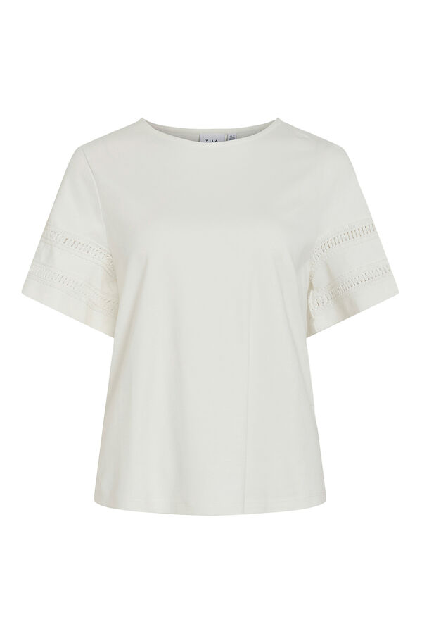 Vila Camiseta de algodão orgânico com vazados Branco