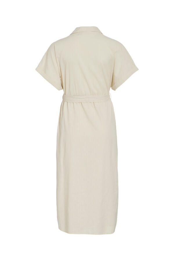 Vila Vestido midi camisero de lino Beige