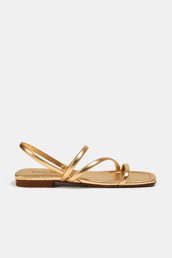 Bryan Stepwise Leather slide sandal Gold