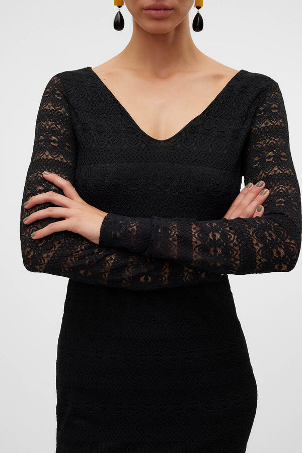 Vero Moda Vestido curto de manga comprida  Preto