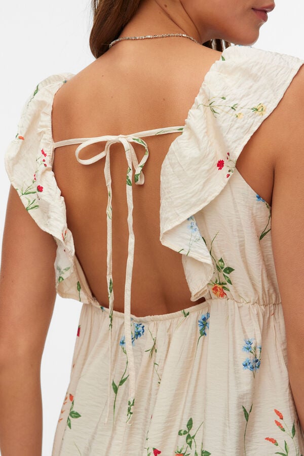 Vero Moda Blusa com folhos nas mangas com decote Tostado