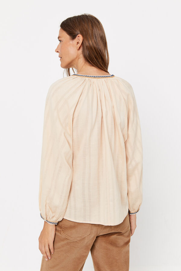 Cortefiel Sustainable embroidered blouse Beige