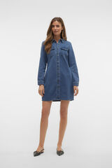 Vero Moda Vestido jeans curto de manga comprida Azul