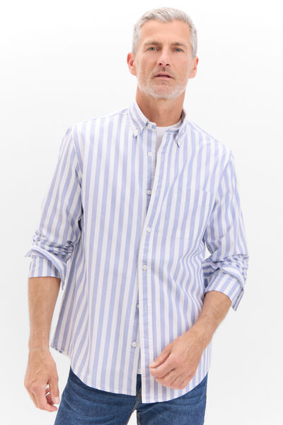 Cortefiel striped poplin shirt Navy