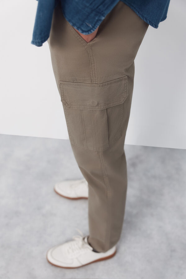 Cortefiel Tapered cargo pants Kaki