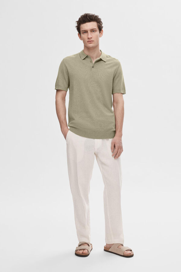 Cortefiel Short-sleeved polo shirt in 100% cotton jersey-knit Green