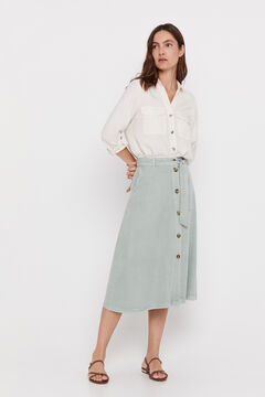 Cortefiel Flare skirt with buttons  Turquoise