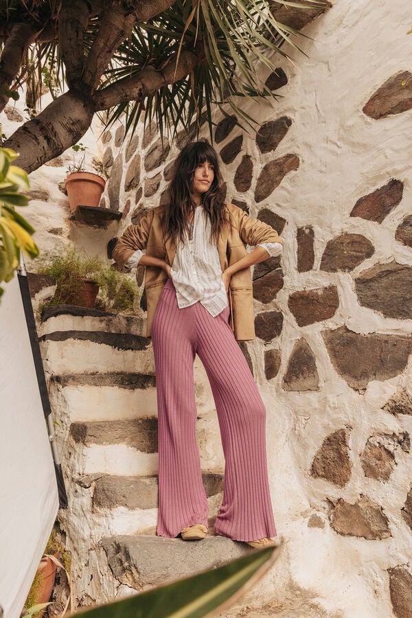 Slowlove Ribbed knit trousers Fuchsia