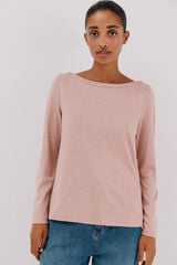 Cortefiel Boat neck top with gold buttons Pink