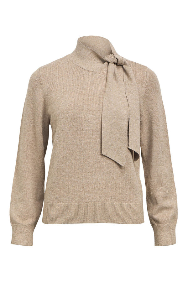 Object Soft touch bow or tie jumper Brown