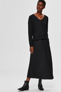 Selected Femme Saia midi plissada com cintura elástica
