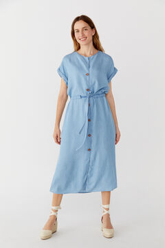 Cortefiel Floaty dress with buttons  Blue