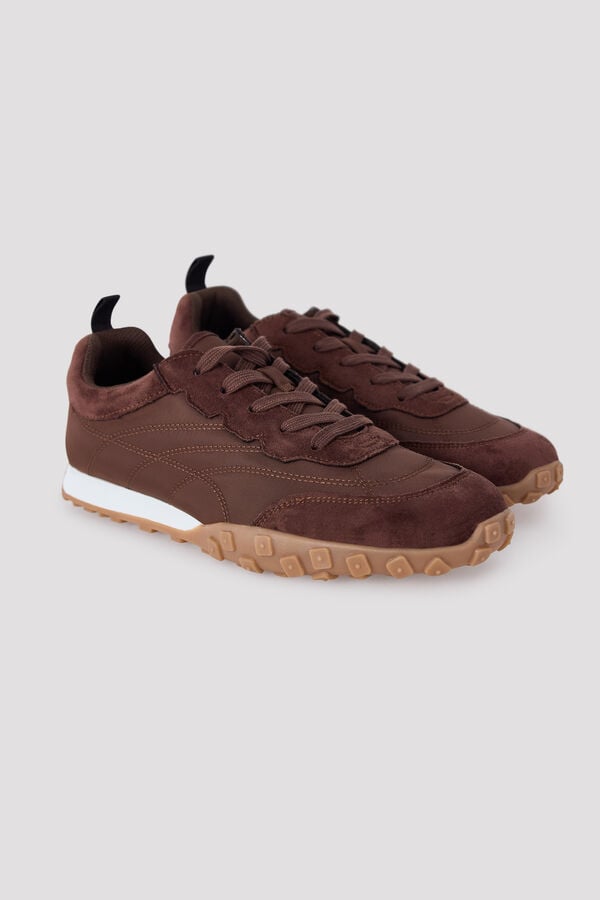 Cortefiel Stitched trainers Dark brown