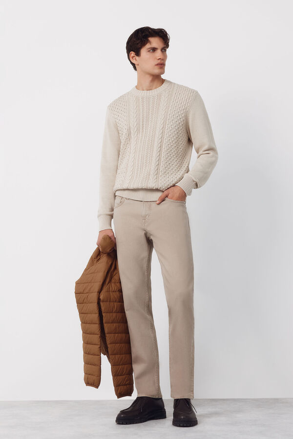 Cortefiel 5-pocket regular fit coloured trousers Beige