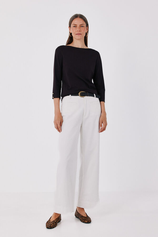 Cortefiel Boat neck T-shirt Dark brown