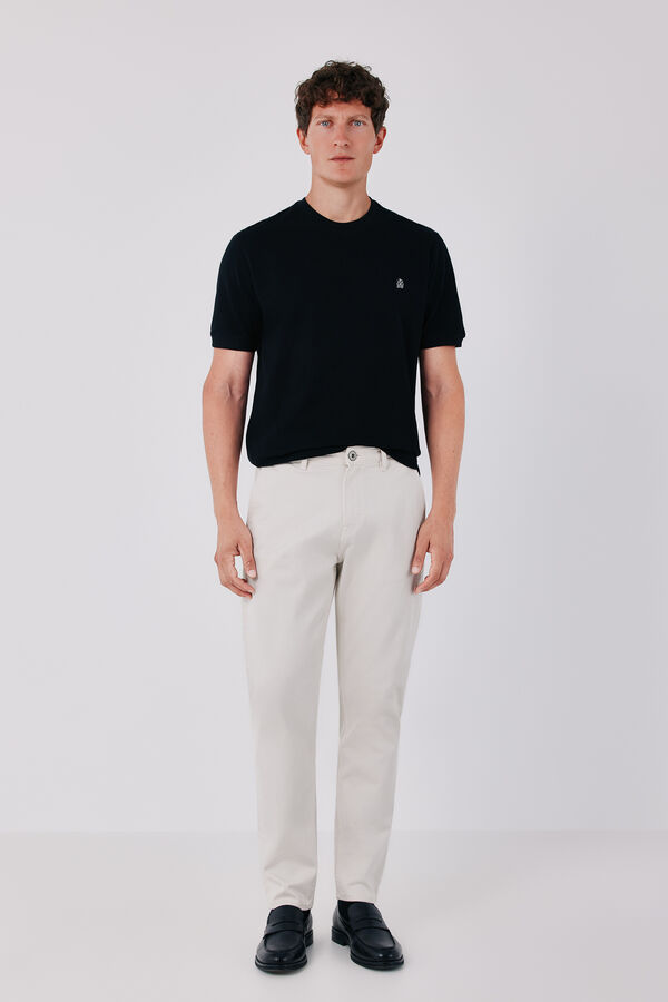 Cortefiel Piqu&eacute; fabric basic T-shirt Black