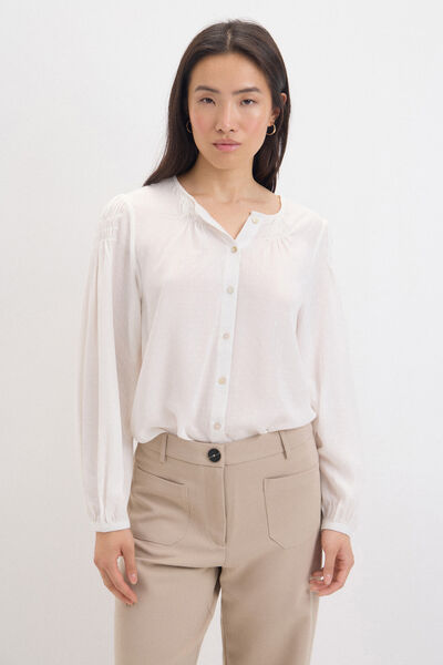 Cortefiel Blusa fluida estructura Blanco