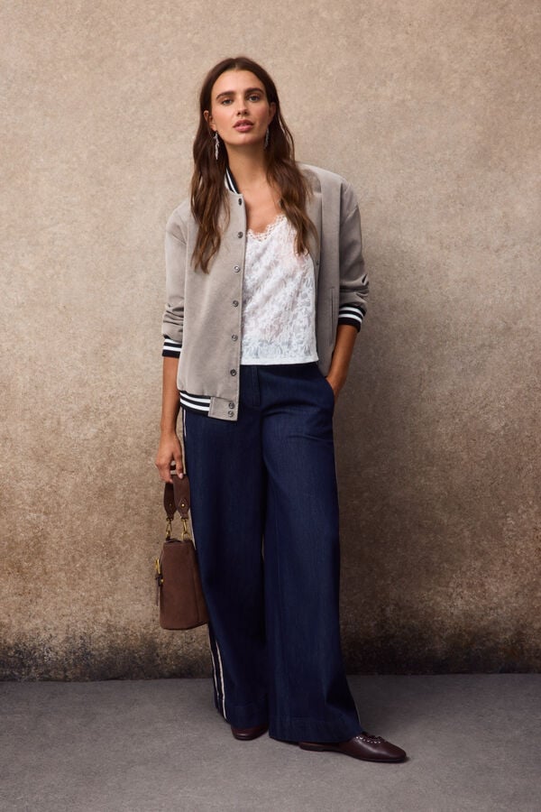 Slowlove Faux leather bomber jacket Ivory