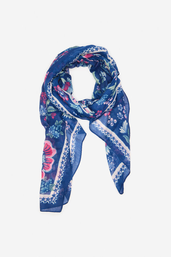 Cortefiel Fular estampado floral Azul oscuro