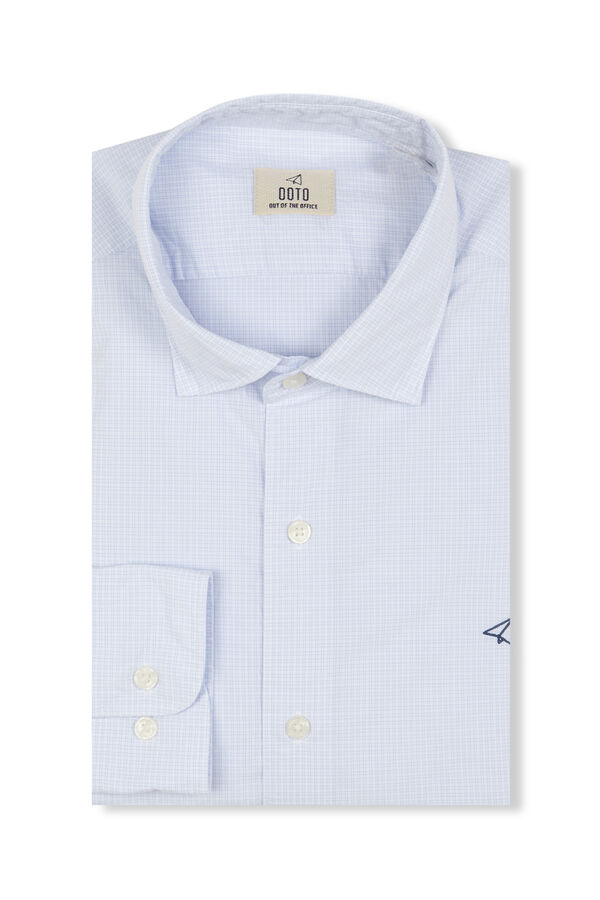 OOTO Camisa xadrez popelina Azul