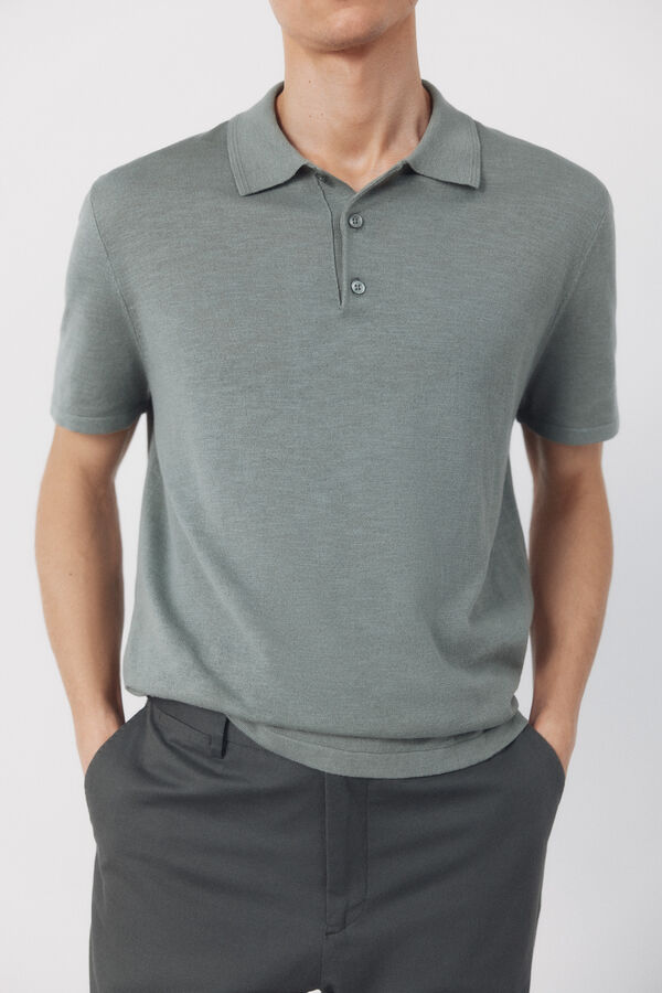 Cortefiel Cotton short sleeve polo shirt Kaki