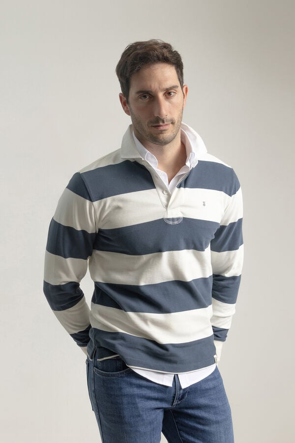 PuroEGO Camisa polo riscas azul-tinta Azul