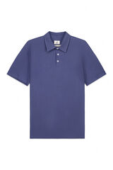 OOTO Cotton linen embroidered plane polo shirt Blue