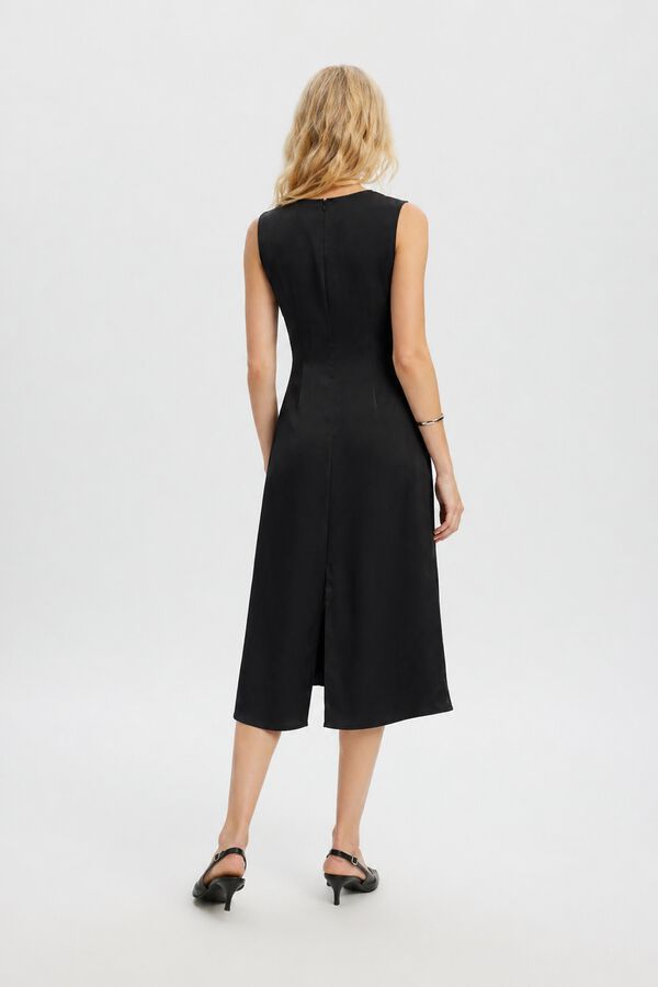 Selected Vestido midi sem mangas Preto