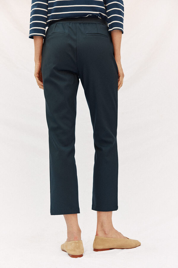 Cortefiel Straight trousers with elasticated back Navy
