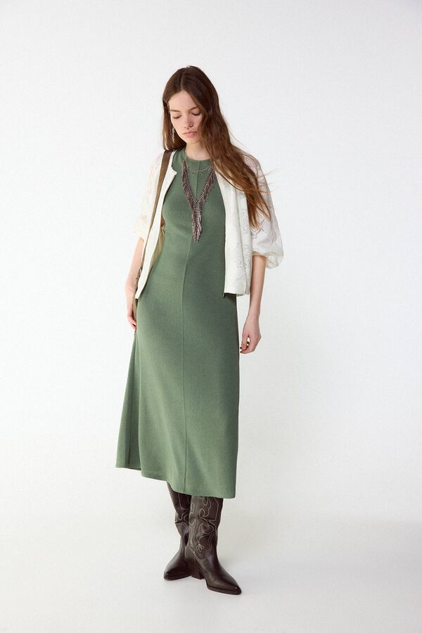 Slowlove Vestido b&aacute;sico com estrutura Verde