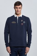 Valecuatro Polo de rugby 3 escudos Azul