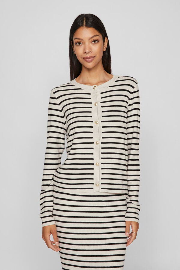 Vila Striped striped cardigan Grey