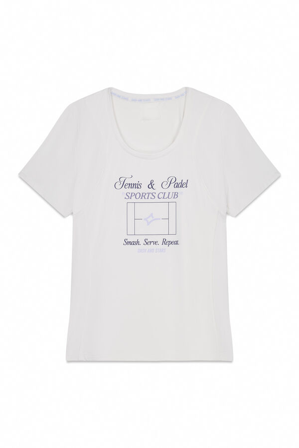 Dash and Stars T-shirt branca de manga curta beige
