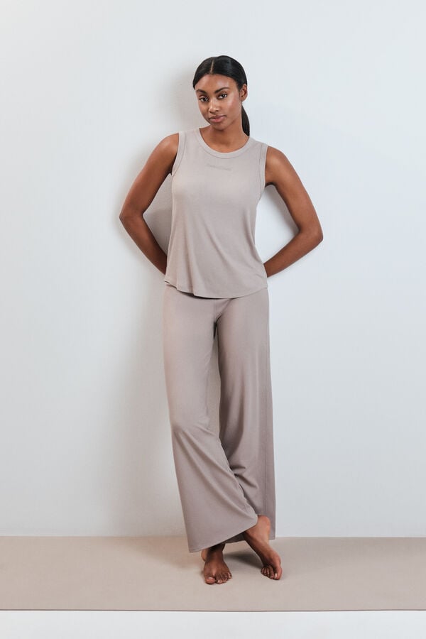 Dash and Stars T-shirt de al&ccedil;as canelada bege cru