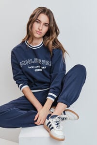 Dash and Stars Sweatshirt college em molet&atilde;o azul
