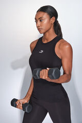 Dash and Stars T-shirt halter preto de algodão canelado preto