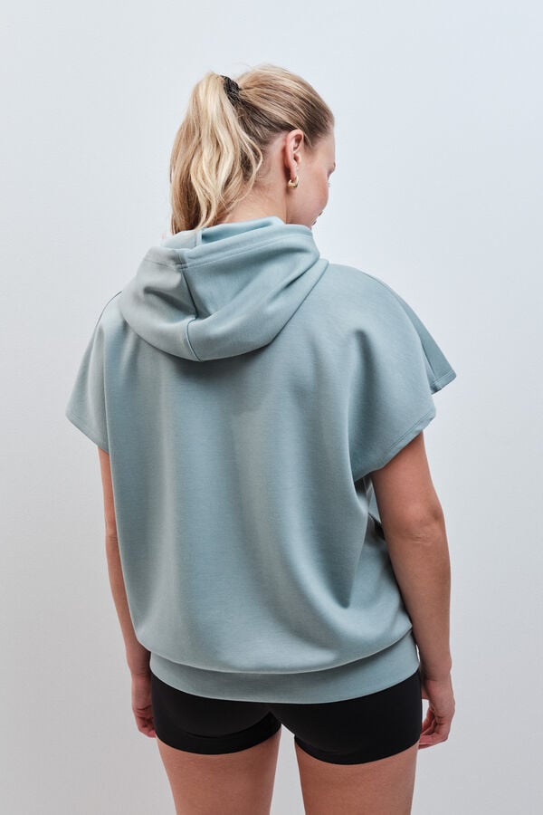 Dash and Stars Sweatshirt com capuz sem mangas verde verde