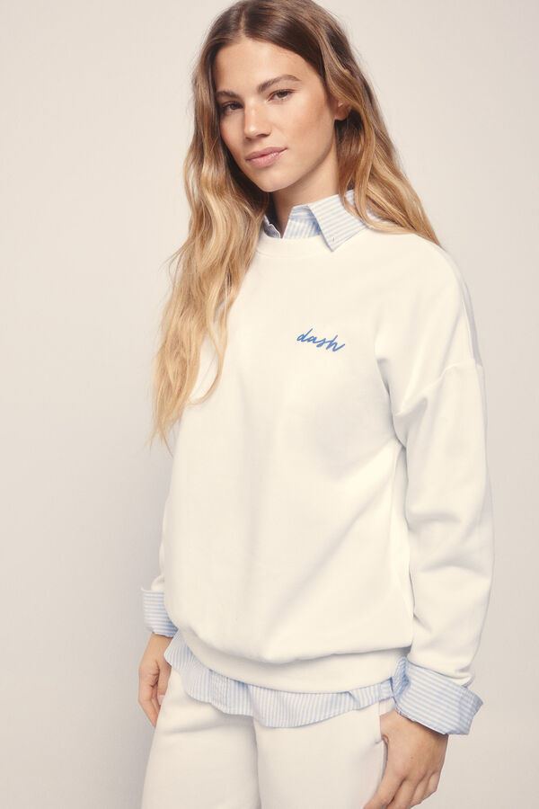 Dash and Stars Moletom de pelúcia piqué Sweatshirt beige