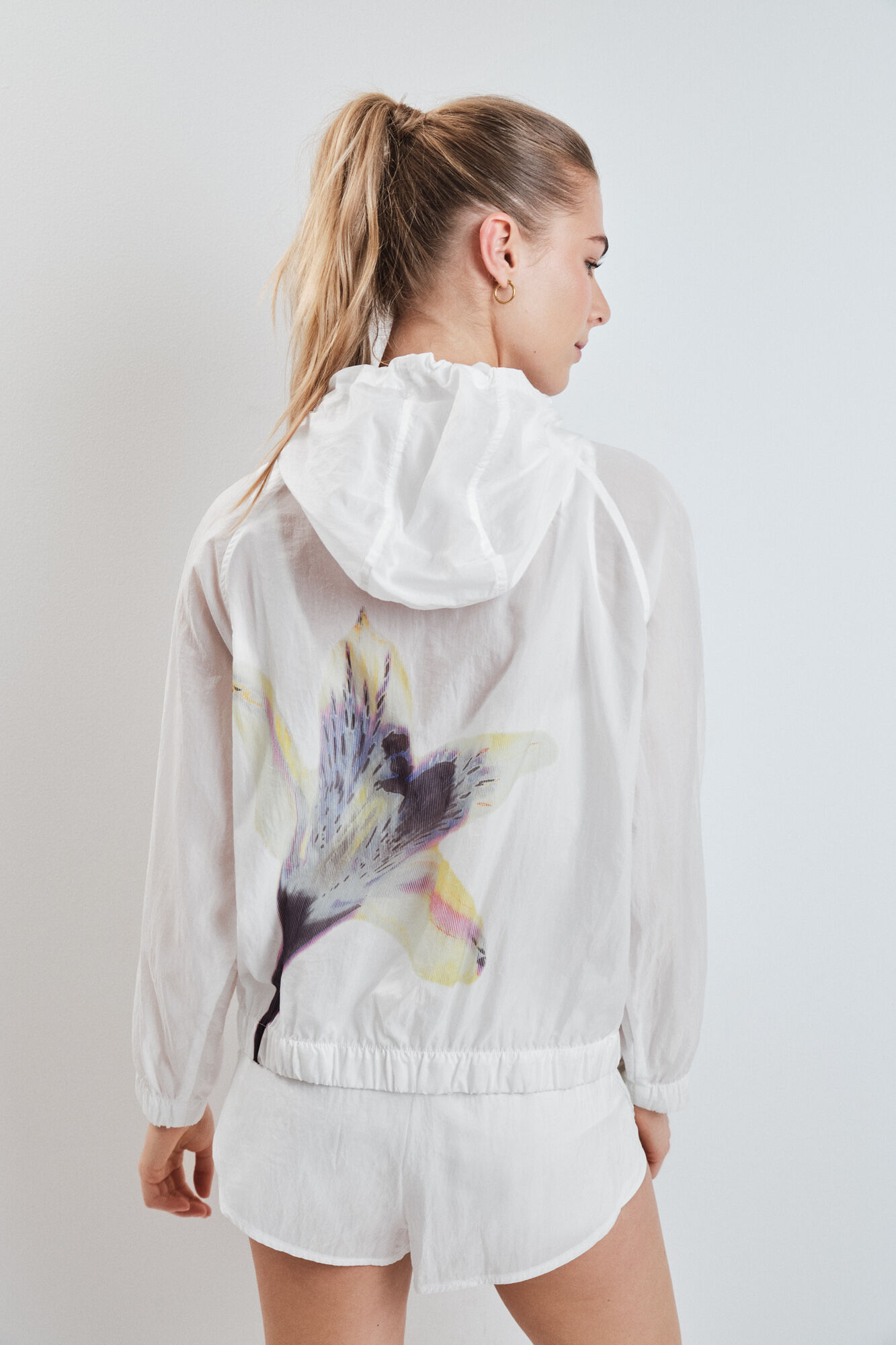 Dash and Stars Casaco corta-vento com capuz branco