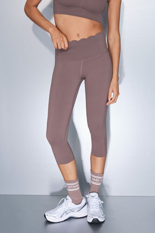 Dash and Stars Leggings compressivas pirata marrom cru