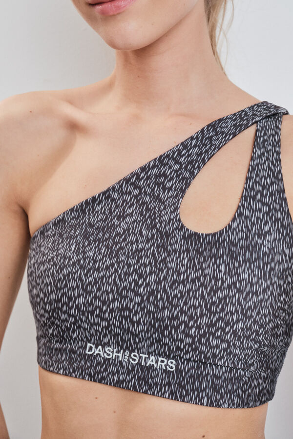 Dash and Stars Soutien desportivo 4D Stretch estampado bitonal preto