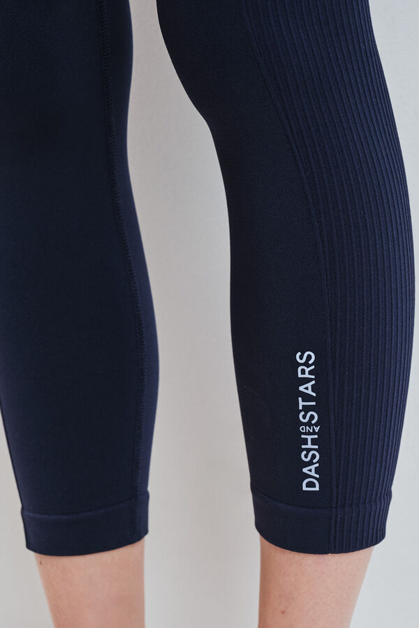 Dash and Stars Blue SEAMLESS COMFORT crop leggings blue