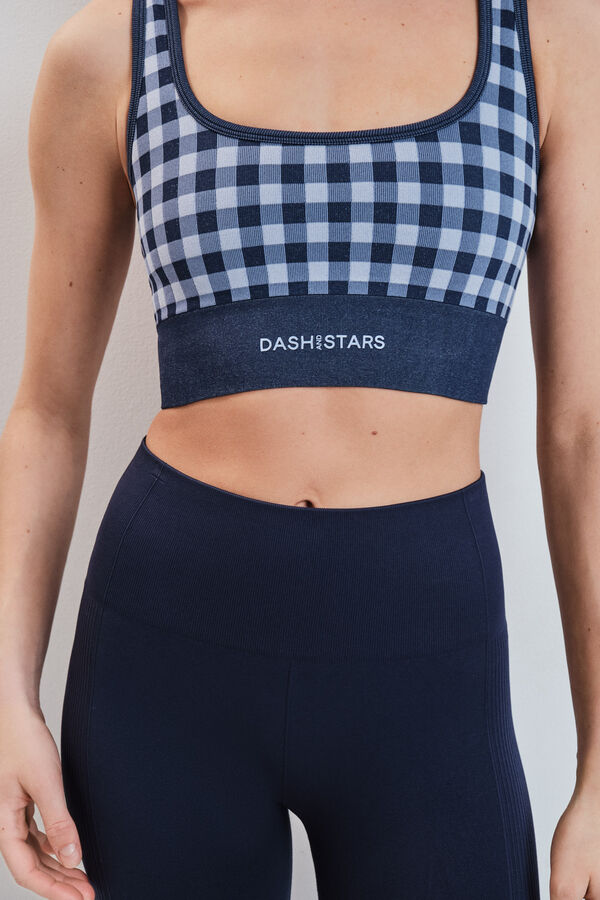 Dash and Stars Blue SEAMLESS COMFORT crop leggings blue